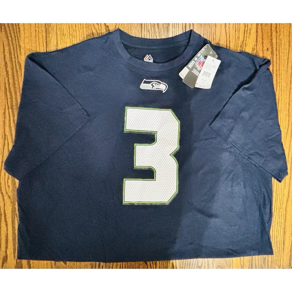 Seattle Seahawks Russell Wilson #3‎ NFL Big & Tall T-Shirt 4X Navy NWT